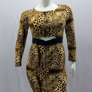 Animal Print Dress W/Open In Middle